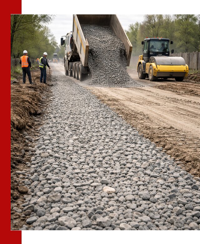 Доставка щебня для отсыпки дорог в Кашире высокого качества