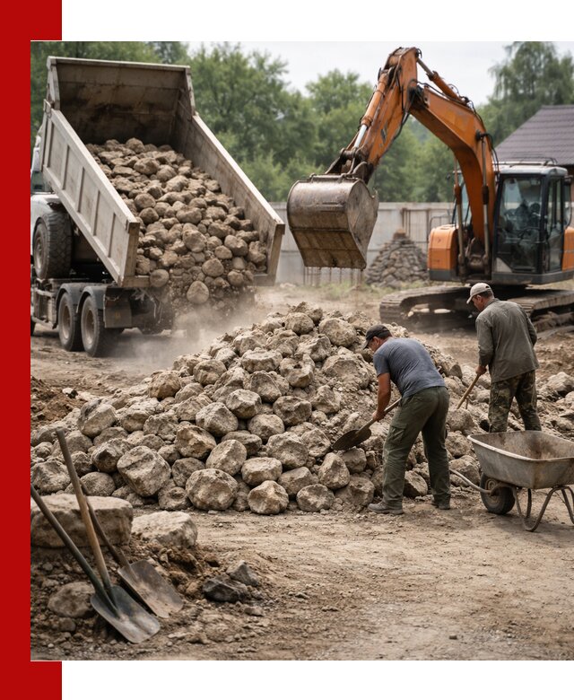 Доставка и разгрузка бутового камня в Кашире