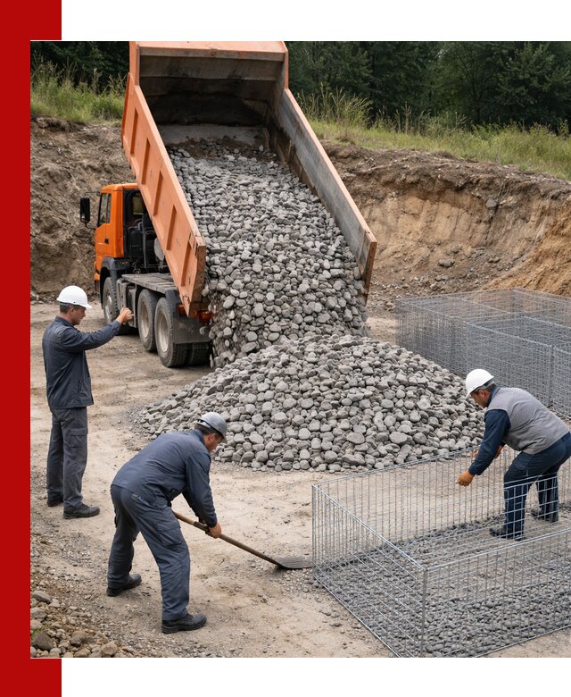 Камень для габионов с доставкой в Кашире быстро и надёжно