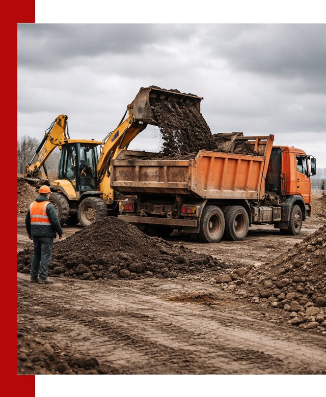 Вывоз грунта и строительного мусора в Кашире грузовыми самосвалами