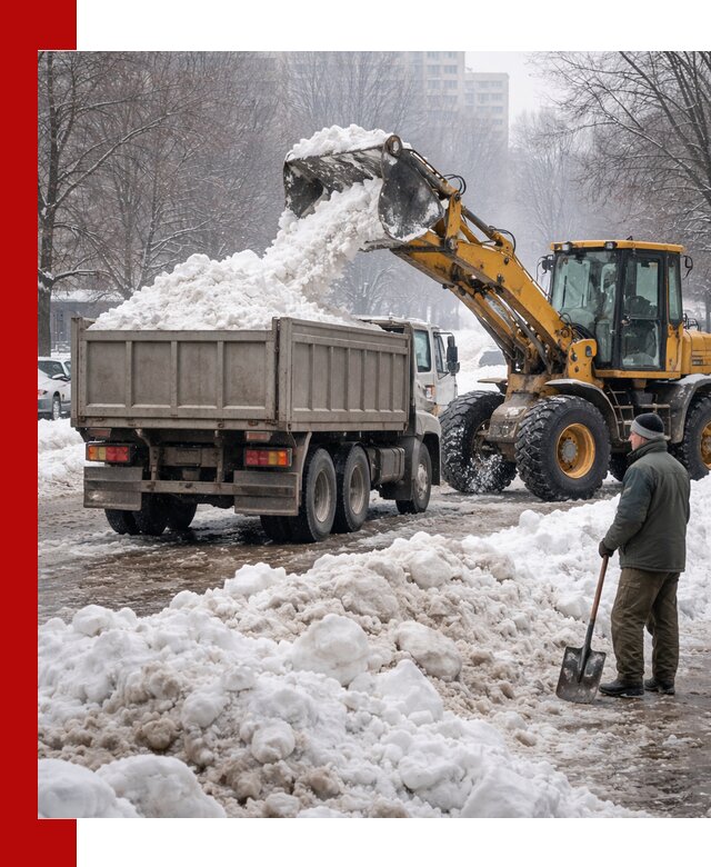 Вывоз снега грузовой техникой в Кашире оперативно и чисто